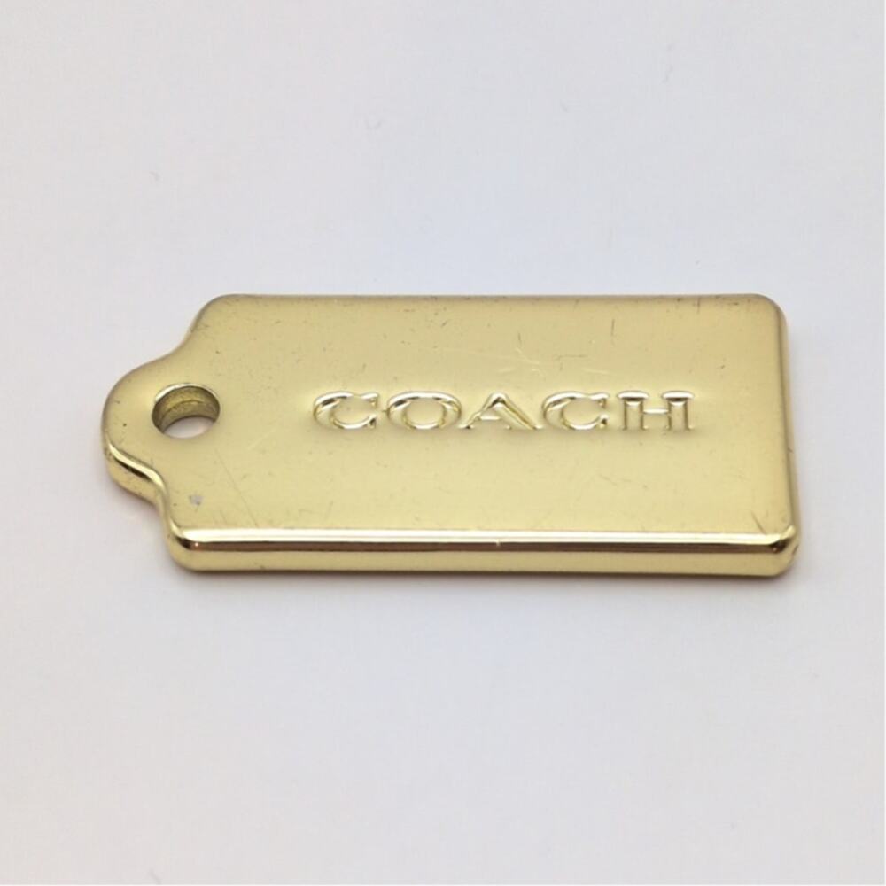 COACH Gold Tone Metal Charm Hangtag Logo Keychain Bag Fob Replacement 1.65in